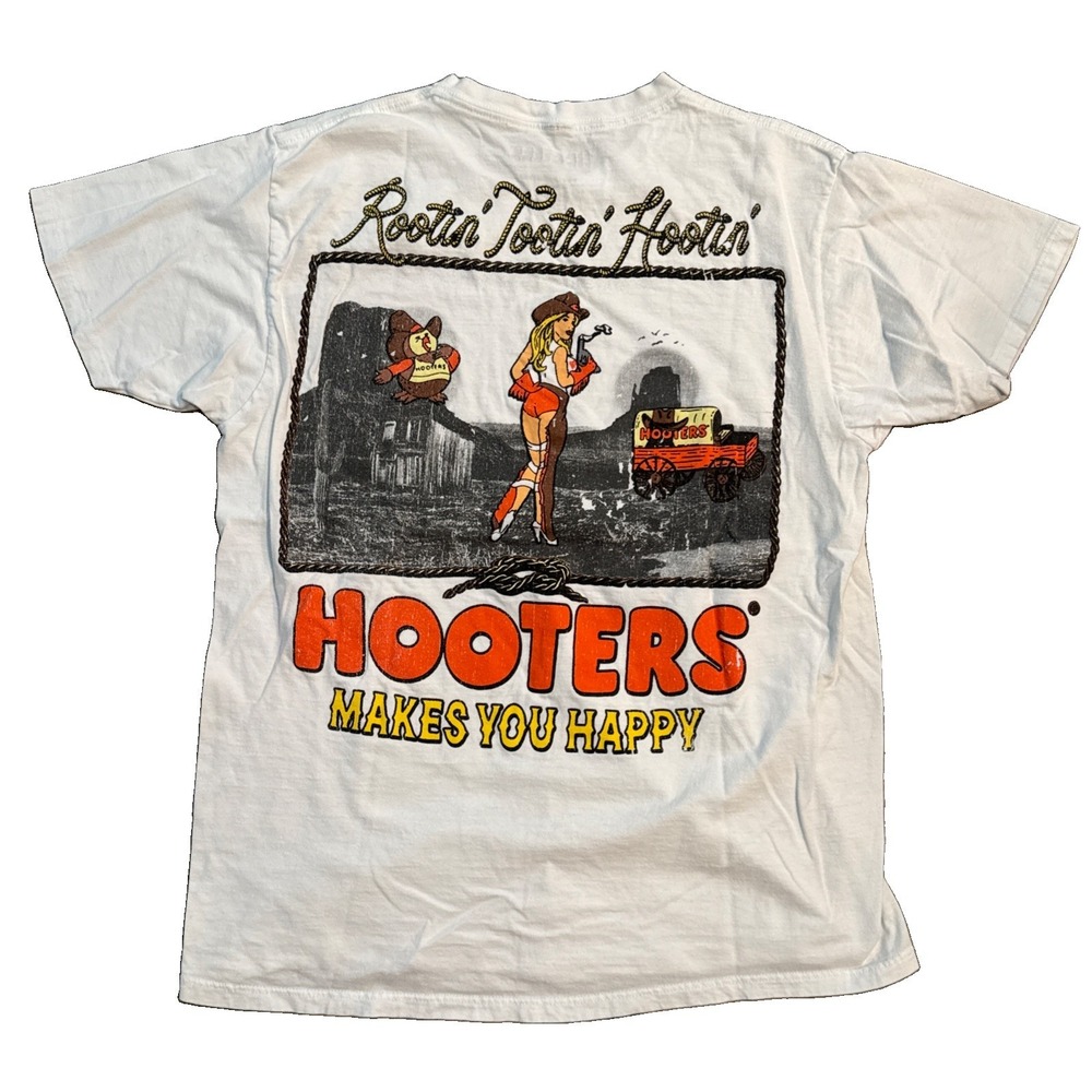 Hooters Rootin Tootin Hootin' T-Shirt Size Large Vintage Graphic Tee